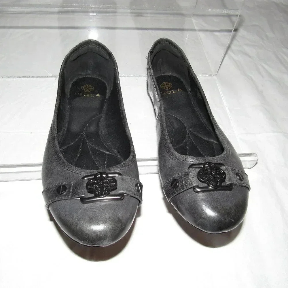 ISOLA Brianne Black Leather Ballet Flats Size 6.5M - Picture 3 of 6